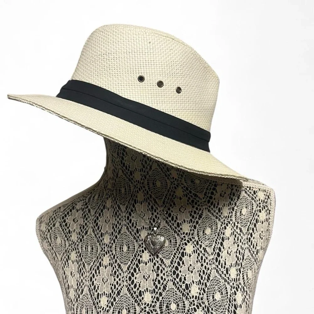 Elegant Cream Fedora with Black Band